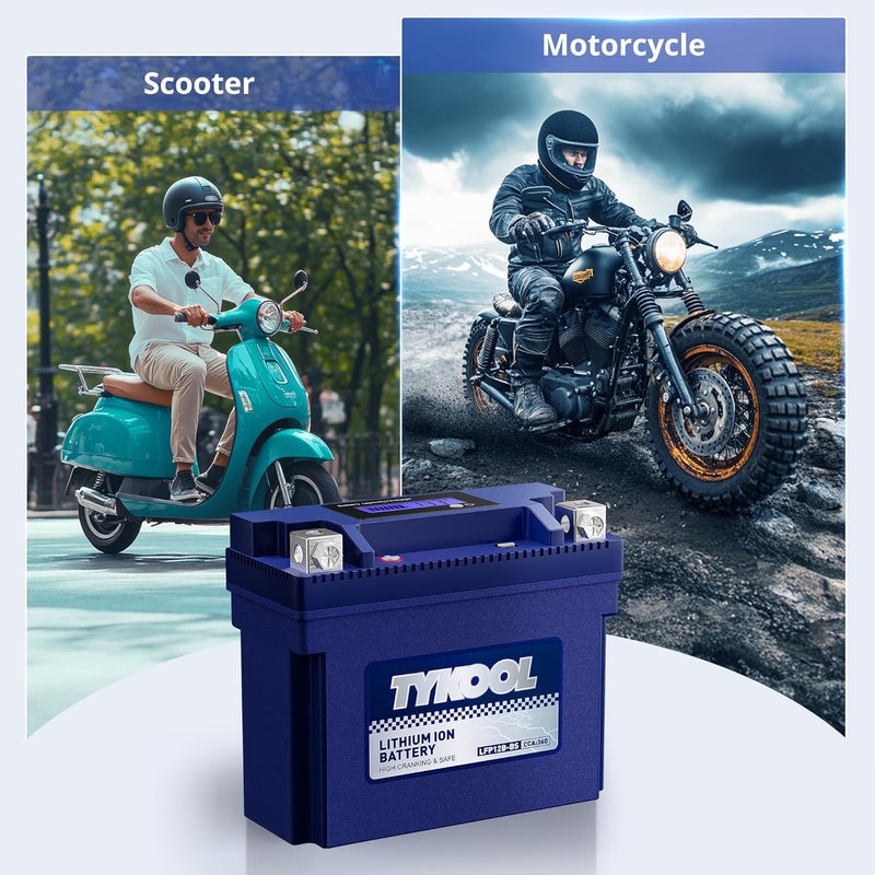 TYKOOL YT12B-BS, 3X Cranking Amps,Lithium LiFePO4 Motorcycle Battery, 12V 6Ah, 360CCA,Powersports Battery, Compatible for Ducati,Kawasaki 1000cc,Triumph 865cc,Yamaha 600cc,1000cc - Image 3